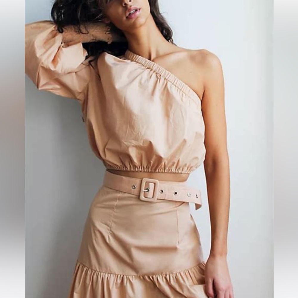 SWF AUSTRALIA COTTON ONE SHOULDER CROP TOP AND MAXI TIERED RUFFLE SKIRT SZ SMALL